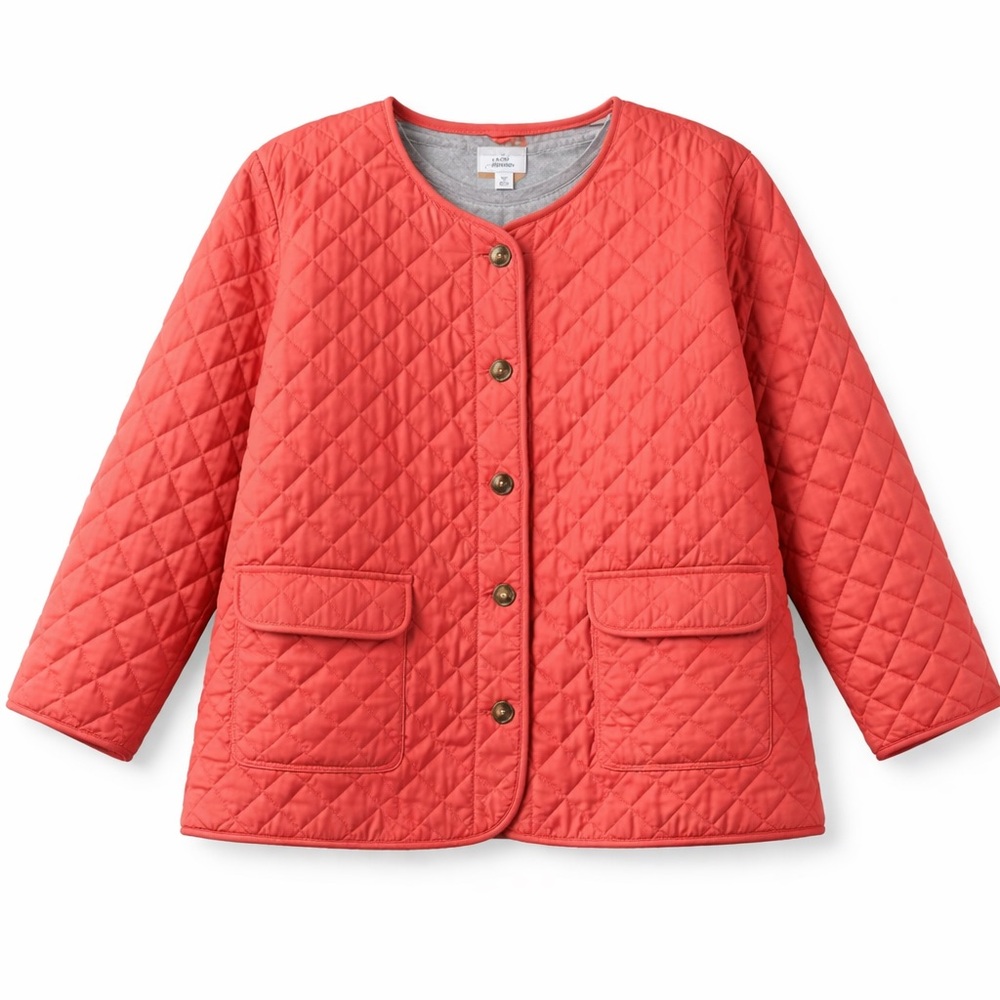 Croft & Barrow Quilted Jacket Coral Plus Size 4X Button Front Pockets